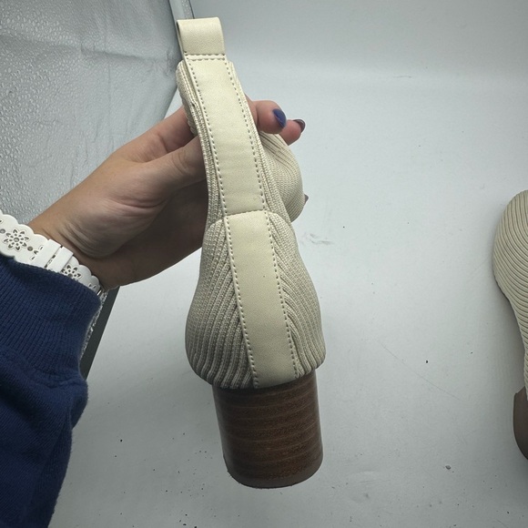 Joie Cream Ribbed Sweater Heeled Booties Size 6.5 - Picture 8 of 16
